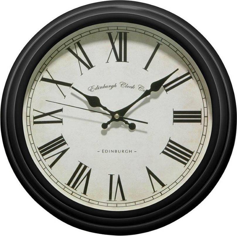 Premier-Housewares-Ridged-Wall-Black-Wall-Clock