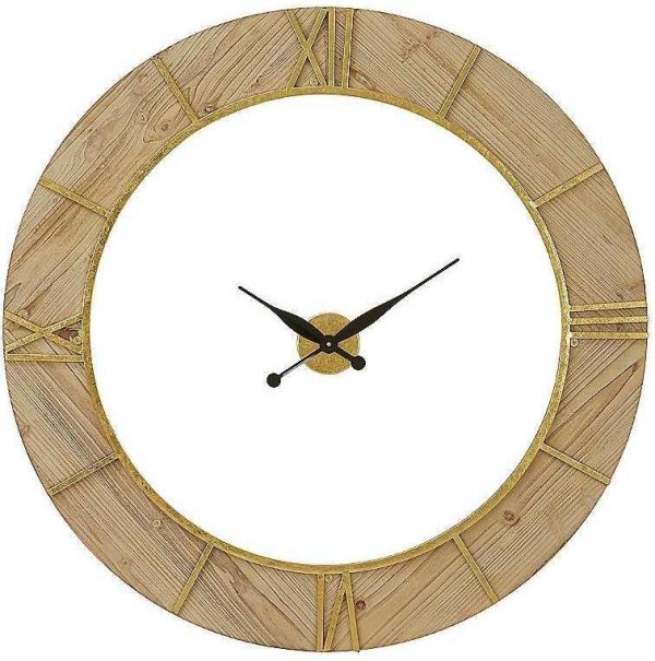 Premier-Housewares-Wall-Wooden-For-Living-Room-Gold-Roman-Numbers-Kitchen-Wall-Contemporary-For-Bedrooms-98-x-4-x-98-Wall-Clock